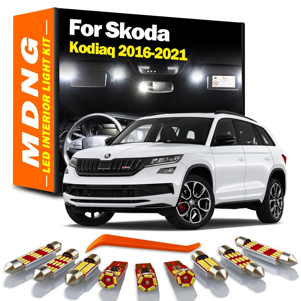 MDNG 11Pcs Canbus LED ׸  Ʈũ Ʈ ŰƮ Skoda Kodiaq 2016 2017 2018 2019 2020 2021 ڵ Led   